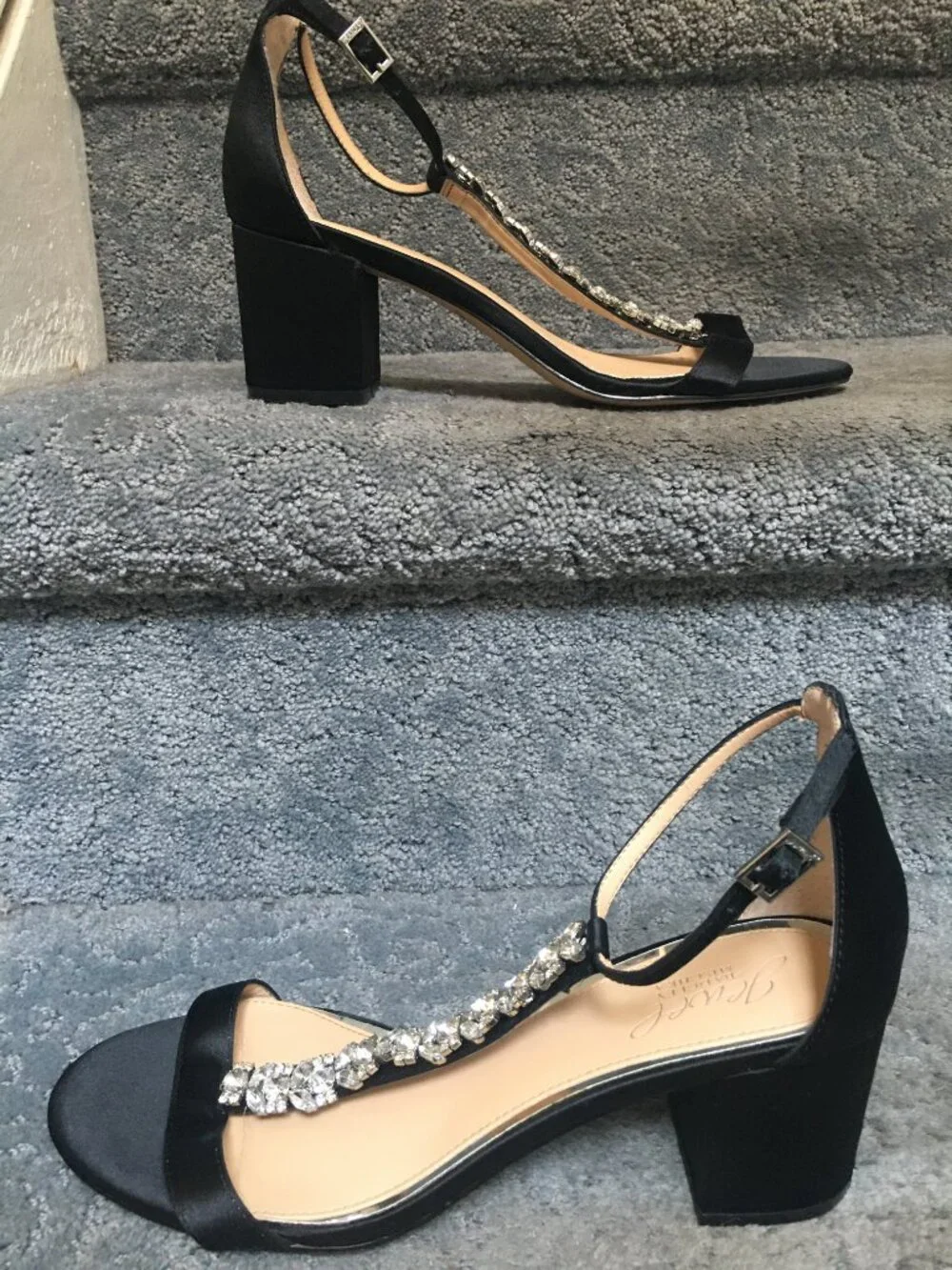 Women's Badgley Mischka Jewel T-Strap Metallic Formal Dress Sandals Size 9, EUC